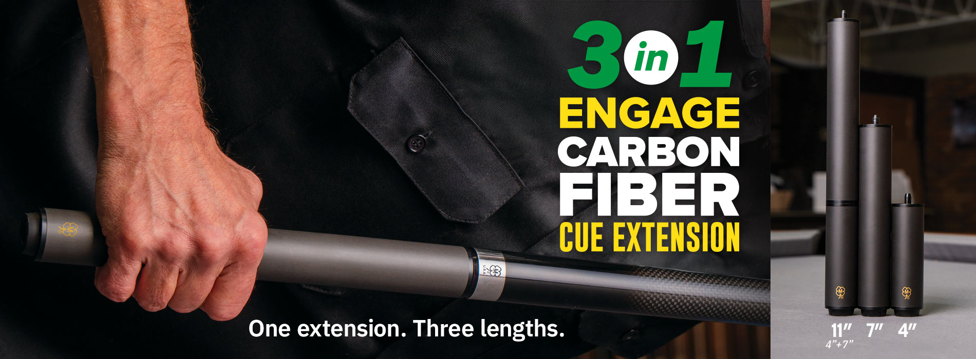 3-in-1 Engage Carbon Fiber Cue Extension